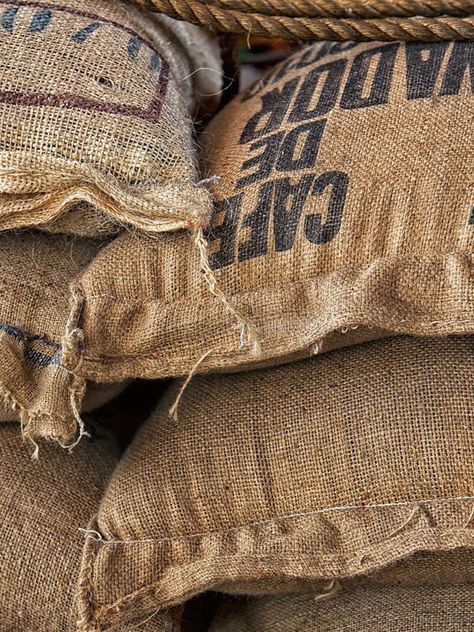 Photo about Stack of burlap sacks with coffee beans at warehouse. Image of storage, canvas, burlap - 45449307 Burlap Aesthetic, Coffee Bean Aesthetic, Coffee Beans Aesthetic, Coffee Moodboard, Coffee Bean Bag, Coffee Bean Shop, Zen Office, Coffee Festival, Burlap Coffee Bags