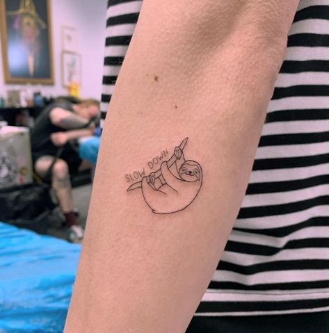 Mother Daughter Sloth Tattoo, Farm Life Tattoos, Small Sloth Tattoo Simple, Small Sloth Tattoo, Simple Sloth Tattoo, Tiny Sloth Tattoo, Tattoo Design Women Arm, Sloth Tattoo Small Simple, Sloths Tattoo