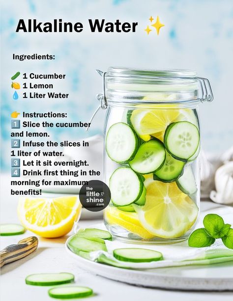 Alkaline Drinks Mornings, Morning Drinks, Alkaline Water, Eating Healthy, Healthy Foods To Eat, Healthy Foods, Cucumber, Healthy Eating, Healthy Recipes