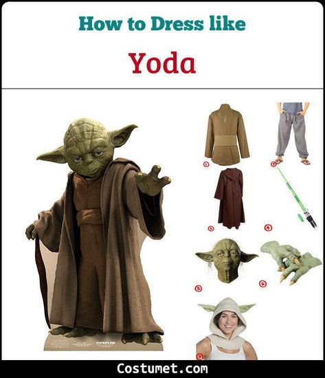 Yoda (Star Wars) Costume for Cosplay & Halloween 2021 Yoda Costume Diy Woman, Diy Yoda Costume Women, Yoda Halloween Costume Women, Yoda Costume Women's, Diy Yoda Costume, Yoda Costume Adult, Yoda Costume Diy, Aliens Costume, Yoda Cosplay