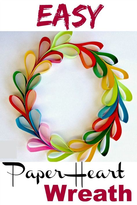 Valentine Wreath Craft, Paper Wreath Diy, Valentine Paper Crafts, Toddler Valentine Crafts, Easy Valentine Crafts, Paper Wreath, Paper Flower Crafts, Valentines Art, Diy Valentines Crafts