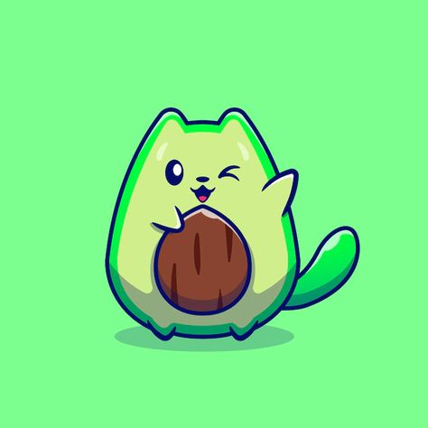 Personagem de desenho animado de gato abacate bonito. fruta animal isolada. | Vetor Grátis Red Panda Cartoon, Anime Drawing Sketches, Cute Avocado, Animation Art Sketches, Cute Kawaii Animals, Vector Icons Illustration, Sticker Ideas, Easy Doodles Drawings, Kawaii Doodles