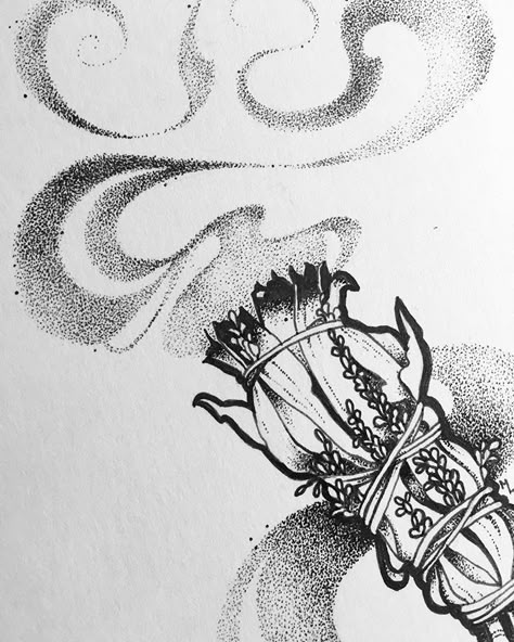 ✨#smudgestick ✨ #art #artist #madisonmohlmanart #draw #drawing #penandink #pen #ink #micron #stippling #stippled #smoke #sage #cleanse… Smudge Stick Drawing, Smokey Tattoo Filler, Burning Sage Tattoo, Tattoo Space Filler Ideas, Tattoo Stippling, Sage Drawing, Sage Tattoo, Sage Cleanse, Filler Tattoo Designs