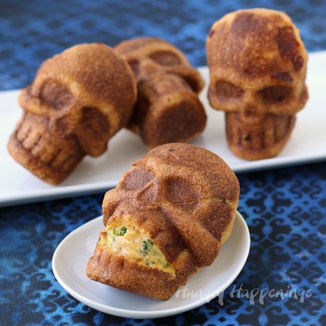 Stuffed Skull Halloween Party Food | AllFreeKidsCrafts.com Broccoli And Chicken, Cheese Broccoli, Creepy Halloween Food, Halloween Food Appetizers, Broccoli Chicken, Cheesy Chicken Broccoli, Cheesy Broccoli, Spooky Food, Chicken Stuffed