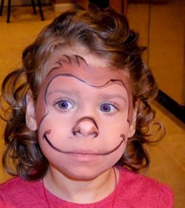 pretty monkey face makeup | monkey face paint - Google Search | Barn | Pinterest | Monkey face paint, Monkey and Google search Simple Monkey Face Paint, Monkey Face Makeup, Monkey Costume Makeup, Monkey Halloween Makeup, Monkey Facepainting, Pretty Face Paint Ideas, Jungle Face Paint, Monkey Costume Diy, Pretty Face Paint