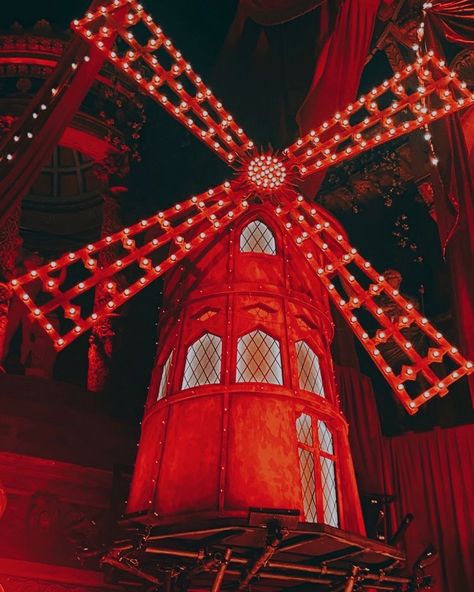 Moulin Rouge Mood Board, Moulin Rouge Set Design, Moulin Rouge Windmill Tattoo, Broadway Moulin Rouge, Moulin Rouge Broadway Aesthetic, Moulin Rouge Decorations, Moulin Rouge Decor, Moulin Rouge Nails, Moulin Rouge Stage