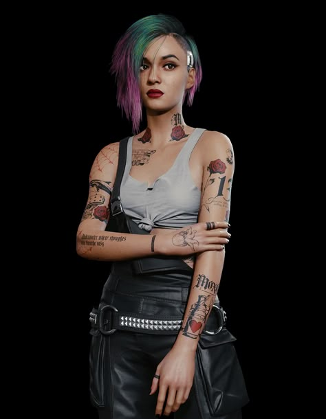 Cyberpunk 2077 Judy, Cyberpunk Girl Art, Cyberpunk Theme, Cyberpunk Women, Judy Alvarez, Girlfriend Clothes, Cyberpunk Female, Semi Realism, Pink Dye