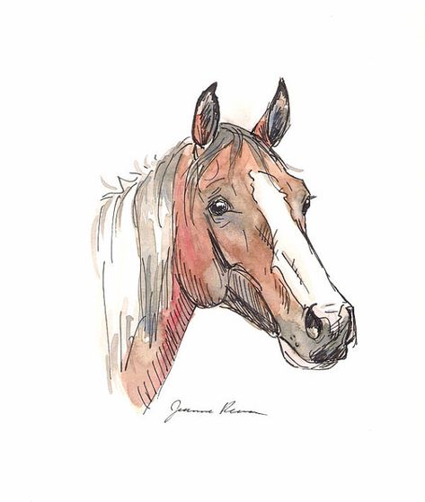 Watercolor Over Sketch, Cute Horse Painting, Western Horse Art, Western Horse Drawing, Bay Paint Horse, Western Art Drawings, Western Sketches, Horse Watercolor Painting, Western Drawings