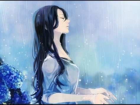 Tags: Anime, Rain, Wet, Hydrangea, Looking Up, Toryufu, Wet Hair Wet Hair Drawing, Anime Black Hair, Hair Drawing, Anime Hair, Anime Quotes, Wet Hair, Manga Girl, Original Image, Anime Images