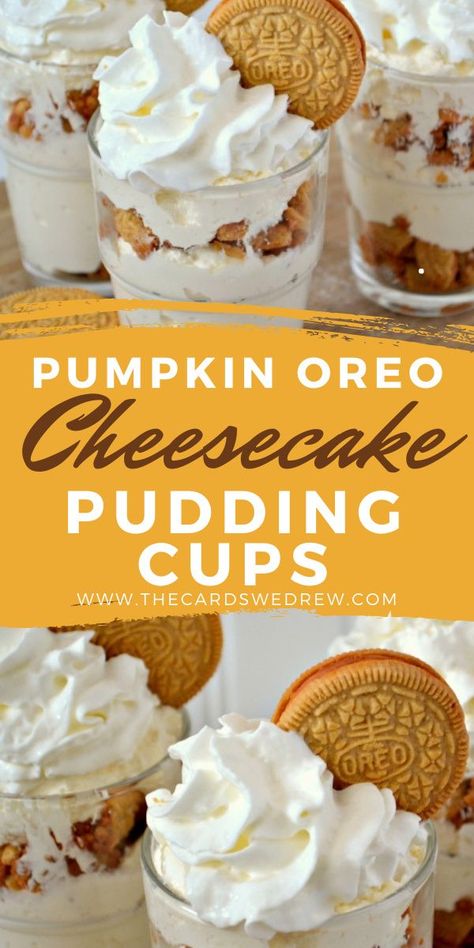 Oreo Cheesecake Pudding, Cheesecake Pudding Cups, Pumpkin Oreo Cheesecake, Oreo Dirt Pudding, Weight Watcher Desserts, Pudding Cup, No Bake Pumpkin, Bake Pumpkin, No Bake Pumpkin Cheesecake