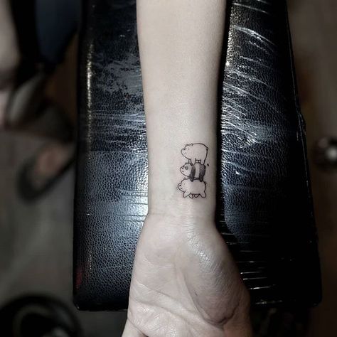 We Bare Bear Tattoos, We Bare Bears Tattoo Minimalist, 3 Bears Tattoo, We Bear Bears Tattoo, Bare Bears Tattoo, We Bare Bears Tattoo, Tattoo Siblings, Bears Tattoo, Pop Culture Tattoos