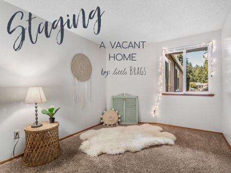 Little Brags Soft Staging Vacant Home, Staging A Vacant House To Sell, Staging An Empty House To Sell, Soft Staging Empty House, Staging A House To Sell, Tiny Sofa, Bathroom Staging, Old Kitchen Tables, Kitchen Staging