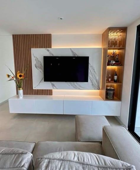 Living Room Tv Background Wall, Tv Background Design, Living Room Tv Designs Wall, Tv Background Wall Design Wood, Living Areas Ideas Interiors, Wood Panels Living Room, Tv Rack Design Living Rooms, Slat Wall Ideas Living Room, Bar Tv Wall