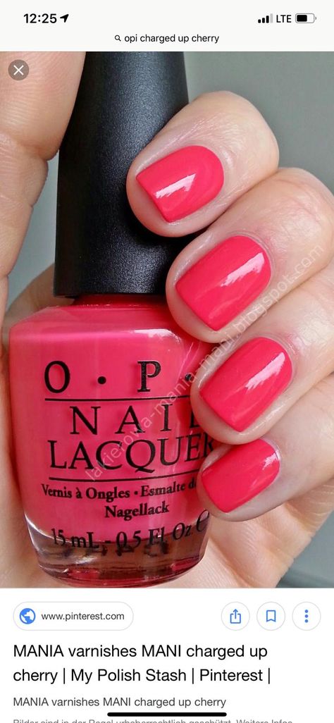 Opi Red Pink Nail Polish, Opi Charged Up Cherry, Summer Opi Nail Colors, Berry Nails, Girl Essentials, Mani Ideas, Opi Nail Colors, Wine Nails, Cherry Nails