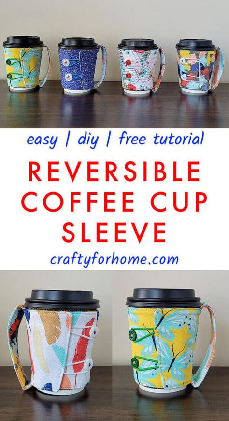 Coffee Cups Diy, Finger Sleeve, Sewing To Sell, Coffee Cup Cozy, Coffee Cup Sleeves, Sewing Machine Projects, Reusable Coffee Cup, Cup Sleeve, Beginner Sewing Projects Easy