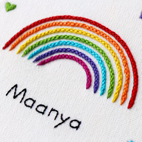 Rainbow Embroidery Pattern, Easy Embroidery For Beginners, Embroidery Patterns Free Templates, Towel Embroidery Designs, Modern Hand Embroidery Patterns, Pdf Embroidery Pattern, Etsy Embroidery, Rainbow Embroidery, Beginner Embroidery Kit