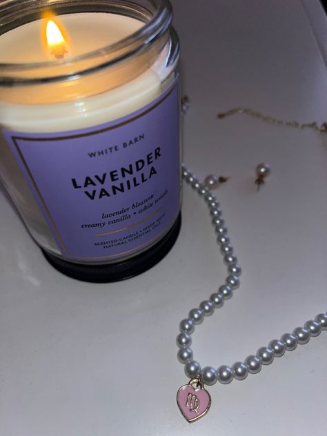 #softgirl #pearls #candles Lavender Girl Aesthetic, Candle Obsession, Soft Girl Aesthetic, Natural Candles, White Barn, Soft Girl, White Wood, Lavender, Candles