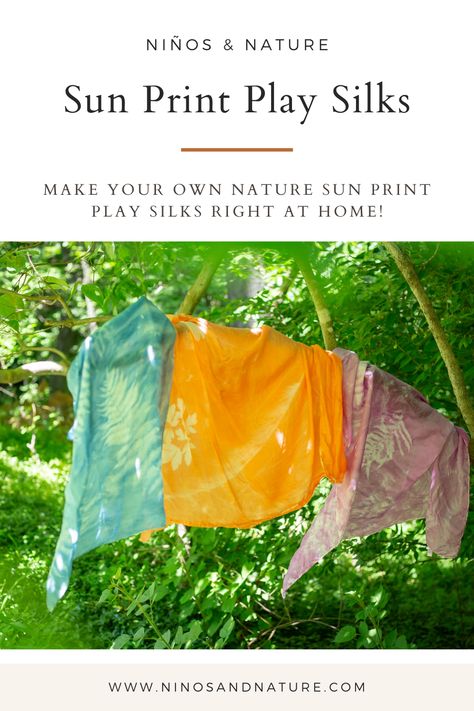 Imaginative play has never been this much fun! Make your own sun printed play silks and bring nature into your home in a new and beautiful way. Perfect for DIY playroom projects, handmade toys and any Waldorf home. #waldorfhome #diyprojects #natureplay #playsilks Diy Waldorf Toys, Waldorf Diy, Waldorf Home, Colors Activities, Waldorf Playroom, Play Silks, Waldorf Play, Diy Toddler Toys, Waldorf Homeschooling