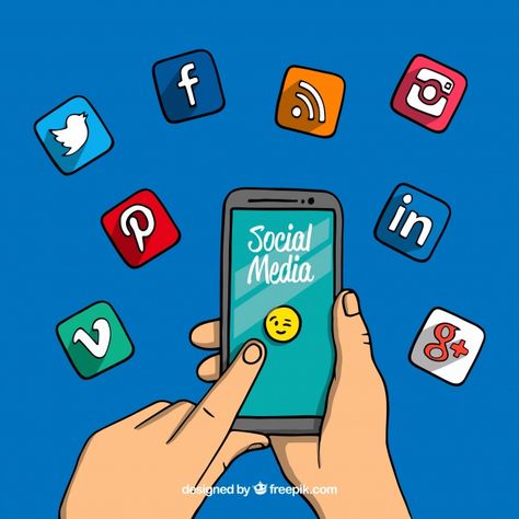 Hand drawn background with social media icons Free Vector Social Media Poster Background, Social Media Design Aesthetic, Social Media Illustration Art, Social Media Poster Drawing, Social Media Illustration, Professional Social Media, Social Media Drawings, Problem Solving Activities, Social Media Art