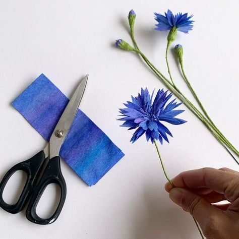 Easiest Paper Flowers, Crepe Paper Forget Me Nots, Blue Paper Flowers Diy, Blue Crepe Paper Flowers, Crate Paper Flowers, Crepe Flowers Diy, Blue Paper Flowers, Crepe Paper Flowers Tutorial, Crepe Flowers