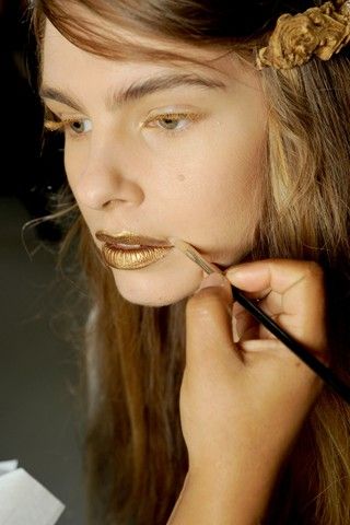 Gold Mascara, Gold Lipstick, Roman Costume, French Twists, Artist Makeup, Runway Makeup, Golden Goddess, Cruelty Free Cosmetics, Gold Makeup