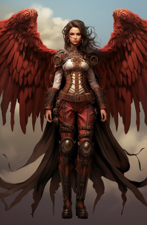 Aasimar Ranger Female, Variant Aasimar Dnd, Aasimar Female Sorcerer, Dnd Angel Character Art, Protector Aasimar Female, Winged Female Character, Aasimar Dnd Female, Aasimar Wings, Winged Aasimar