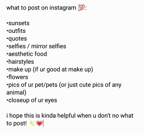 What To Post On Instagram Aesthetic, Posts To Post On Instagram, Ig Thread Ideas, Insta Post Locations Tags Ideas, How To Spice Up Instagram Feed, Insta First Post Ideas, Who To Follow On Instagram, Ig Categories Ideas, Cool Locations For Instagram Post