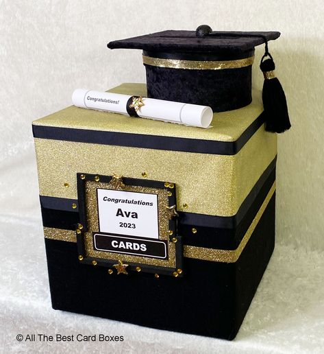 Graduation cap,graduation gifts,graduation quotes,graduation party ideas,graduation banners,graduation dresses,graduation card box with slot Handmade Graduation Gifts, Party Card Box, Graduation Card Box, Money Card Box, Graduation Card Boxes, Graduation Cards Handmade, Cap Graduation, Black Graduation, Graduation Cap Toppers