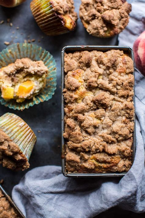 Zucchini Peach Streusel Muffins | halfbakedharvest.com @hbharvest Peach Zucchini Bread, Zucchini Peach, April Recipes, Peach Streusel, Metabolic Eating, August Recipes, Peach Bread, Breakfast Baking, Ancestral Nutrition