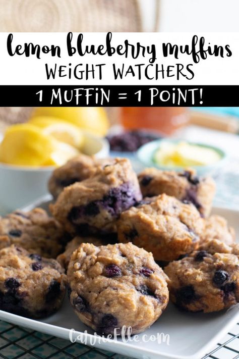 Healthy Lemon Blueberry Muffins (21 Day Fix, Weight Watchers) - Carrie Elle Healthy Lemon Blueberry Muffins, Healthy Lemon Blueberry, 21 Day Fix Desserts, Weight Watchers Muffins, 21 Day Fix Snacks, 21 Day Fix Breakfast, Fixate Recipes, 21 Day Fix Diet, 21 Day Fix Meal Plan