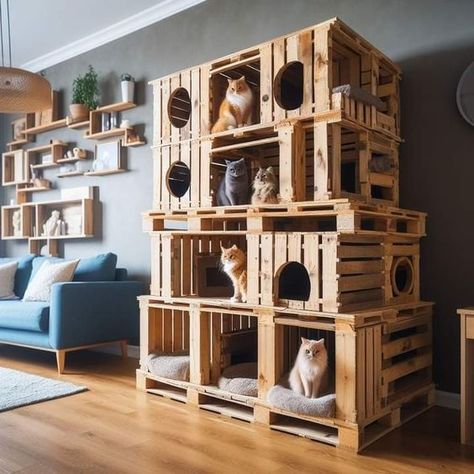 Cat Building Ideas, Catio Furniture, Aesthetic Cat Tree, Make A Mood Board, Salmon Pate, Cat Room Decor, Cat Furniture Design, Awesome Furniture, Cool Cat Trees