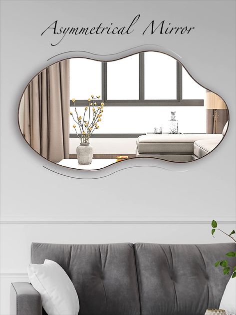 SHYFOY Irregular Mirrors for Wall Decor, 22"x36" Asymmetrical Wall Mirror Decorative Wavy Mirror for Living Room Bathroom Bedroom Entryway, Abstract Shape Curvy Mirror, Antique-Gold, Blob mirror Modern Wall Mirror Decor Living Room, Irregular Mirrors, Wall Mirror Decor Living Room, Curvy Mirror, Creative Mirror, Mirror Decor Living Room, Irregular Mirror, Asymmetrical Wall, Wavy Mirror