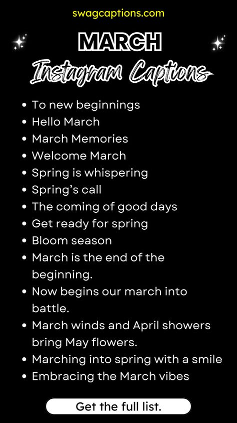 March Captions For Instagram, March Dump Captions For Instagram, May Month Captions Instagram, New Month Caption For Instagram, March Instagram Posts, March Dump Captions, March Ig Captions, March Captions, Caption For Princess Look