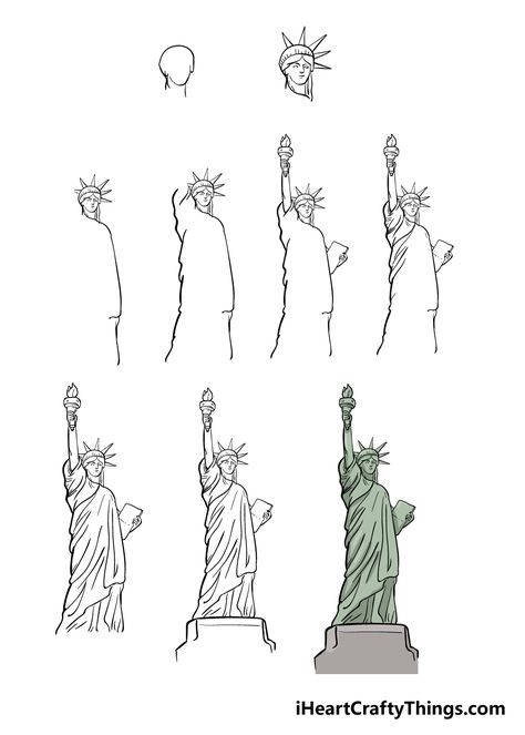 New York Statue Of Liberty Drawing, How To Draw The Statue Of Liberty, Statue Of Liberty Drawing Easy, Statue Of Liberty Drawing Sketch, Statue Drawing Easy, Draw Statue Of Liberty, Statue Of Liberty Art, Statue Of Liberty Drawing, Statue Drawing