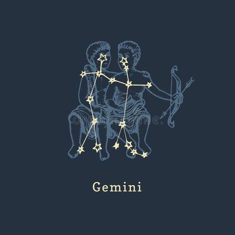 Gemini Constellation Aesthetic, Gemini Constellation Wallpaper, Gemini Illustration Art, Twin Illustration, Gemini Constellation Art, Zodiac Gemini Art, Gemini Illustration, Gemini Star Constellation, Gemini Zodiac Constellation