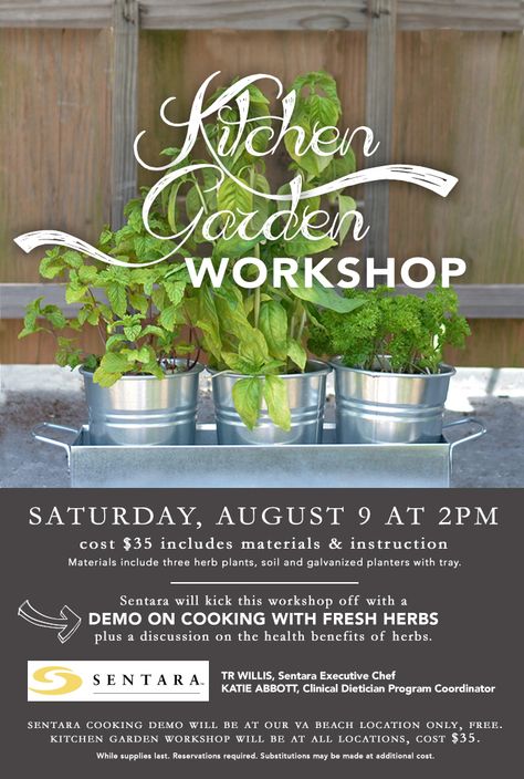 Let's get cooking! Kitchen Garden Workshop.  McDonald Garden Center Garden Center Workshop Ideas, Restaurant Herb Garden, Selling Plants At Farmers Market, Garden Center Ideas Display, Garden Center Merchandising, Plant Workshop, Garden Huts, Cooking With Fresh Herbs, Garden Center Displays