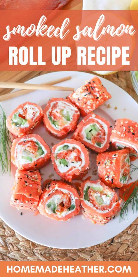 Transform party time with these viral smoked salmon roll ups. Simple, stunning, and packed with flavor, they're ideal for any occasion! Smoked Salmon Tartines, Smoked Salmon Lettuce Wraps, Salmon Avocado Roll, Salmon Lettuce Boats, Salmon Lox Recipe, Smoked Salmon Roll Ups, Salmon Rolls Recipe, What To Do With Smoked Salmon, Cold Smoked Salmon Recipes