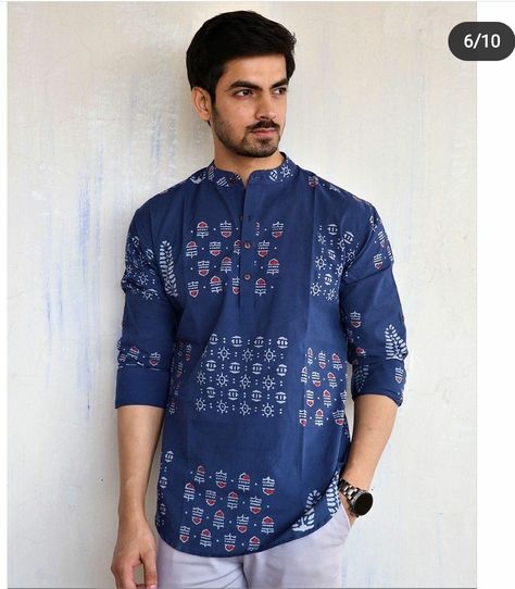 Kurta Shirt For Men, Royal Blue Shirt, Stylish Men Wear, Royal Blue Shirts, Color Combos Outfit, Short Kurta, Indigo Prints, Royal Look, Blue Block