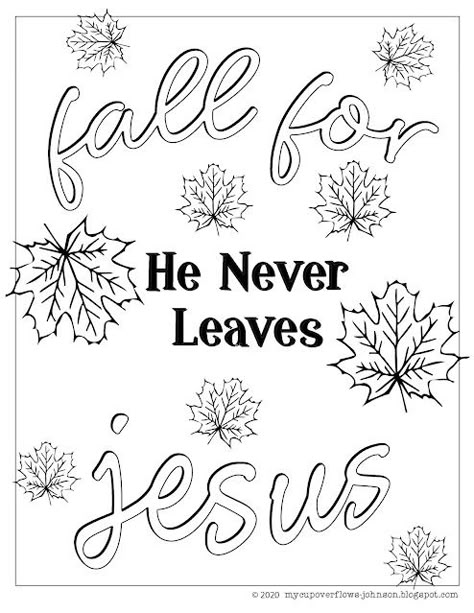 Christian Halloween Coloring Pages, Fall Sunday School Crafts, Leaves Coloring, Fall Leaves Coloring Pages, Fall Coloring Sheets, Jesus Coloring Pages, Sunday School Coloring Pages, Fall For Jesus, Christian Fall