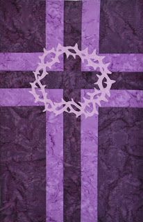 Elaine's Blogging World: Ice Dye Fabric Challenge Quilt - Lenten Banner Lent Banners For Church, Easter Banner Ideas, Liturgical Banners, Lent Decorations For Church, Church Banners Designs, Church Banner, Liturgical Art, Worship Art, Blank Banner