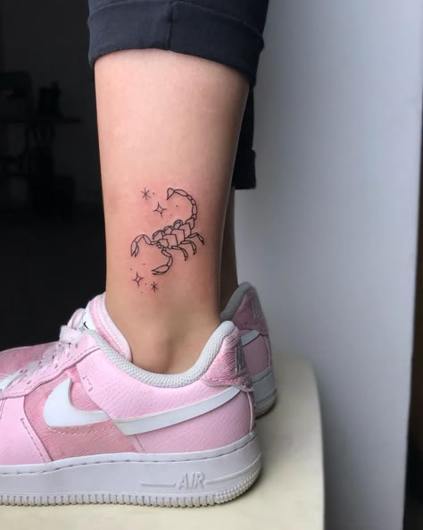 Matching Scorpion Tattoo, Scorpio Cute Tattoo, Scorpio Tattoo On Ankle, Scorpion Ankle Tattoo, Scorpion With Heart Tattoo, Scorpio Tatoos Ideas, Scorpio Heart Tattoo, Pretty Scorpio Tattoo, Cute Scorpio Tattoo