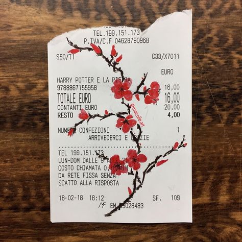 Art On Receipt, Drawing On Receipt, Receipt Drawing, Receipt Art, Art Journal Therapy, Bullet Journal Design Ideas, Sketchbook Art Journal, Diary Ideas, Art Diary