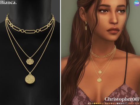 The Sims Resource - Bianca Necklace The Sims 4 Sims, Sims 4 Sims, Sims 4 Piercings, Mod Jewelry, Sims 4 Cc Shoes, Sims 4 Expansions, Tumblr Sims 4, Sims 4 Teen, Sims4 Clothes