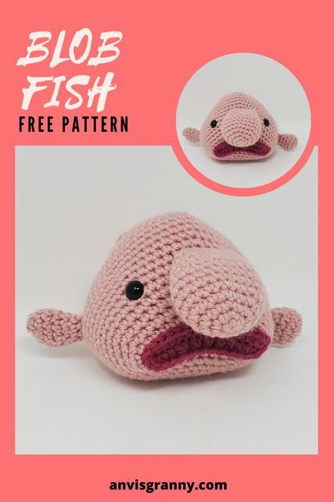 Crochet Cuddle Fish Free Pattern, Blobfish Crochet Pattern Free, Crochet Blobfish Free Pattern, Beta Fish Crochet Pattern Free, Blowfish Crochet Pattern Free, Free Shrimp Crochet Pattern, Crochet Blob Fish, Blob Fish Crochet Pattern Free, Aquatic Crochet Pattern