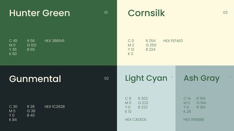 Branding Colour Pallete, Green Website Design Colour Palettes, Blue And Green Brand Identity, Racing Green Colour Palette, Non Profit Color Palette, Industrial Color Pallete, Urban Colour Palette, Canva Color Palette Codes Green, Healthy Food Color Palette