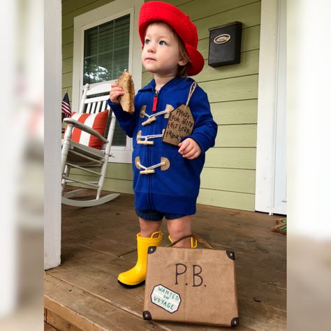 No-Sew DIY Paddington bear Kids Costume | Primary.com Paddington Bear Costume, Bear Fancy Dress, Paddington Bear Party, Oso Paddington, Sew Halloween Costume, Book Costumes, World Book Day Costumes, Book Character Costumes, Book Day Costumes