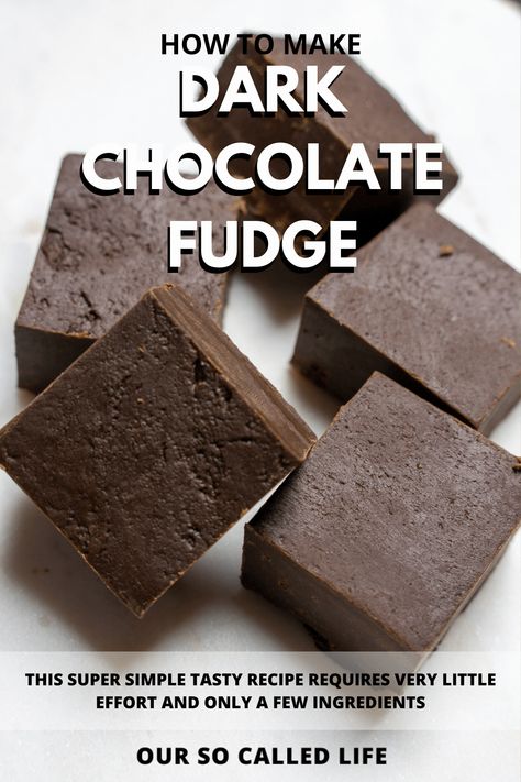 Home Made Fudge Recipe, Cocoa Powder Fudge Recipe, Best Easy Fudge Recipe, Dark Chocolate Fudge Recipe, Chocolate Fudge Recipe, Dark Chocolate Recipes, Homemade Fudge Recipes, Easy Candy Recipes, Simple Baking