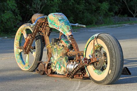 Rat Rod Motorcycle, Moto Chopper, Custom Rat Rods, Sportster Chopper, Rat Rod Bike, Custom Motorcycles Bobber, Fried Bread, Rat Rod Cars, Bagger Motorcycle