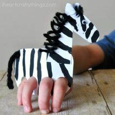 Zebra Puppet, Letter Z Crafts, Zebra Craft, Diy With Kids, Safari Crafts, Zoo Crafts, Zoo Animal Crafts, Giraffe Crafts, Puppet Tutorial