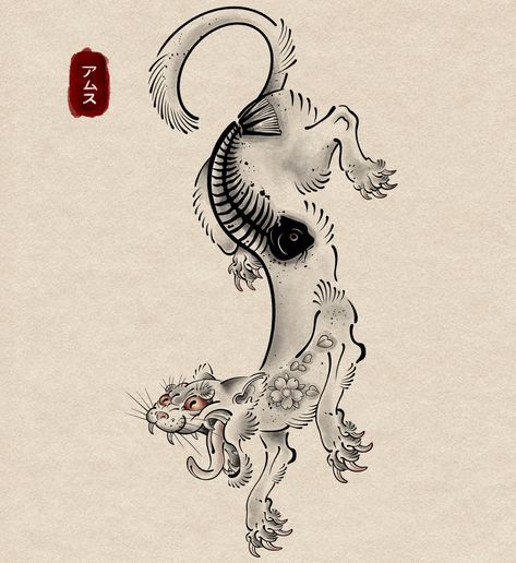 𓅋 Japanese style inspired cat. Bookings and enquiries: 📨amsthatcher@gmail.com This design is available. •••• #japanesetattoo #japaneseart #slinkycat #digitalart #tattooflash #tattoo #design #orientalart #fineart #tattooartist Dragon Tattoo Japanese Style, Underarm Tattoo, Alex Delarge, Tattoo Japanese Style, Dragon Cat, Japanese Mythology, London Tattoo, Mythology Tattoos, Tattoo Apprentice